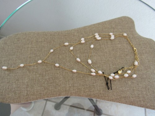 BaubleBar chain faux pearl station layered Y necklace gold tone - Picture 2 of 5