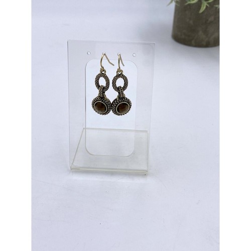 Lia Sophia Vintage Gold Tone And Brown Faceted Glass CASSANDRA Retired Earrings - Picture 10 of 12