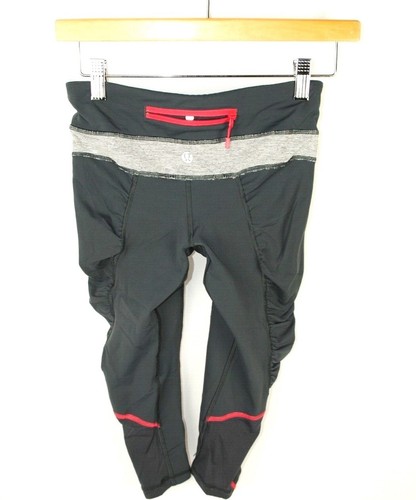 Lululemon Crop Capri Leggings Gray Pink Yoga Pants Size 2 Athletica Ω - Picture 2 of 4