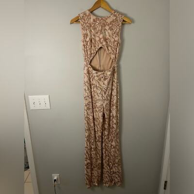 SHO by Tadashi Shoji Cutout Sleeveless Sequined Jumpsuit in Rose Gold Pink Mist | eBay SHO by Tadashi Shoji Cutout Sleeveless Sequined Jumpsuit in Rose Gold Pink Mist | eBay