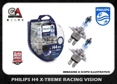 Coppia De Lampes Ampoules Philips RacingVision GT200 12V H4 RACING ...