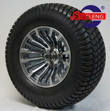 GOLF CART 12" GUNMETAL MATADOR WHEELS and 23" STREET TURF TIRES SET OF 4