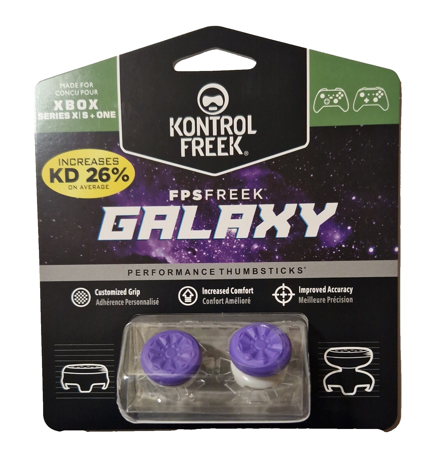 KontrolFreek FPS Freek Galaxy Purple Performance Thumbsticks Xbox One 4 Prong