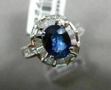 ESTATE 2.56CT DIAMOND & EXTRA FACET SAPPHIRE 18K WHITE GOLD OVAL ENGAGEMENT RING