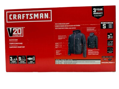 Craftsman 20V Men's Hybrid Heated Jacket S Gray w Battery CMXCGRAJ10GD1-S New
