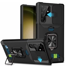 For Samsung Galaxy S24 Ultra S23 S22 S21 Shockproof Ring Case Wallet Card Holder