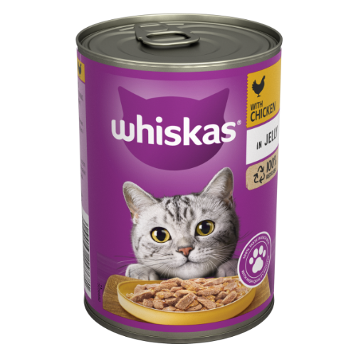 WHISKAS Adult Wet Cat Food Chicken in Jelly Tin 400g (Pack of 12) | eBay
