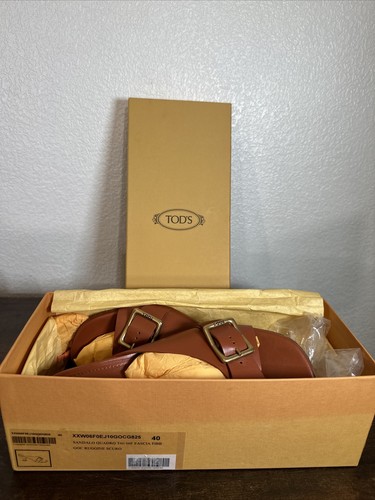 Tod’s Italy Slide Tan Brown Leather Mules Pumps Perspex Heels EU40 UK6.5 RRP$650 - Picture 2 of 13