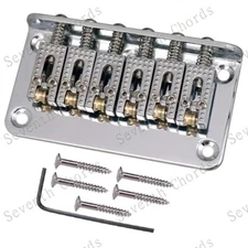 Chrome Guitar Fixed Hardtail Bridge with Roller Saddles For Stratocaster Strat