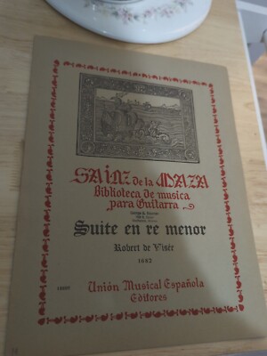 Robert De Visee Suite En Re Menor For Classical Guitar Rare Vintage Sheet Music