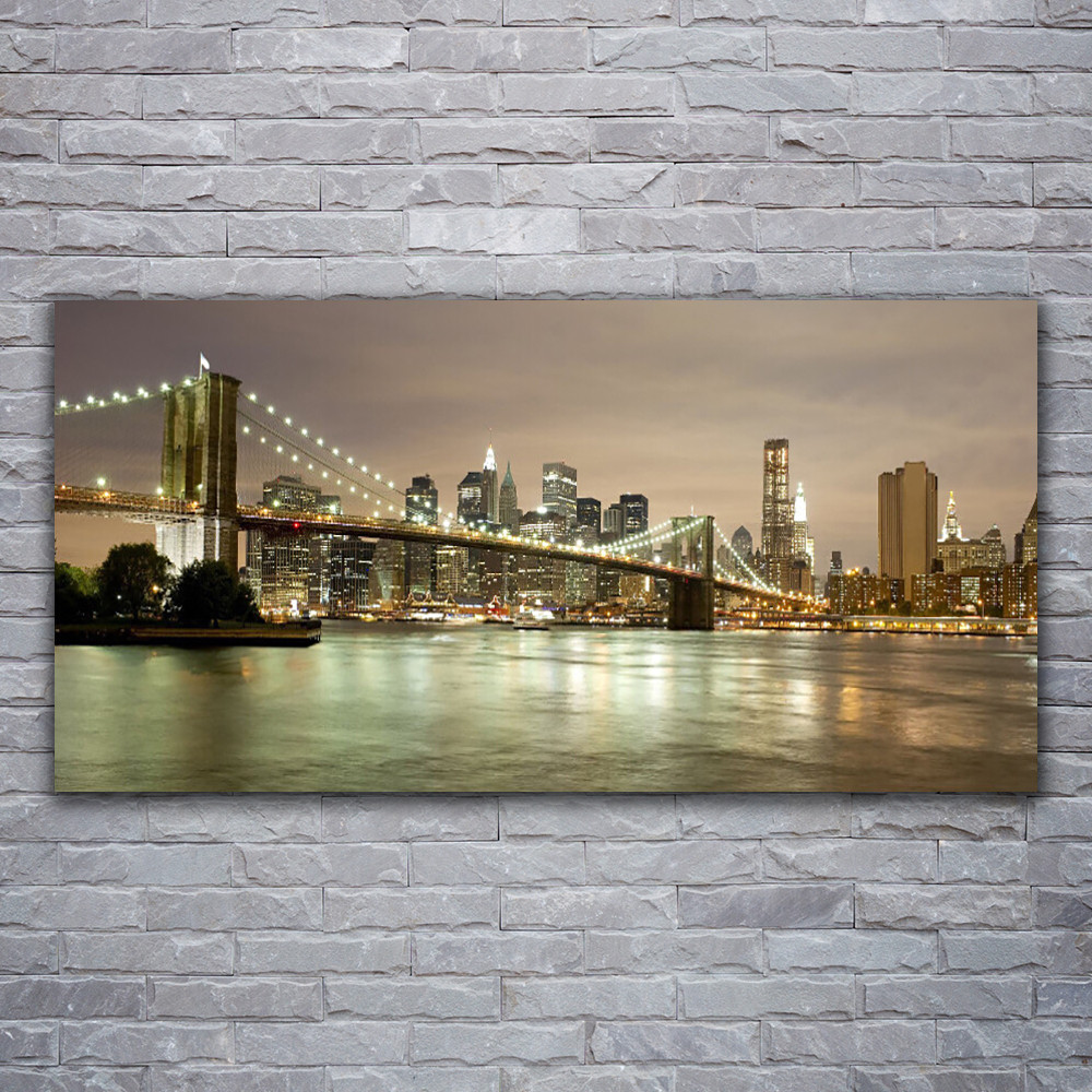 Tableau sur verre Mer Pont Ville Tulup 120x60 décoration murale salon