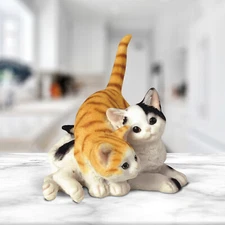 3.5"H Orange Tabby superimposed on Tuxedo Figurine Home Decor Unique Gift