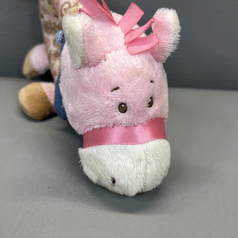 Bebé Ganz Rosa Paisley Caballo Sonajero Peluche con Denim Bandana 7” Bebé Juguete Suave Foto 3 de 4