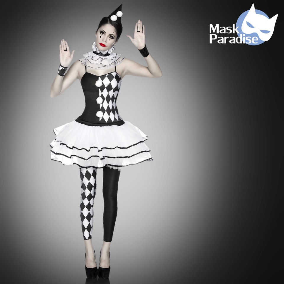 Disfraz De Carnaval Mujer Arlequín Payaso 13598