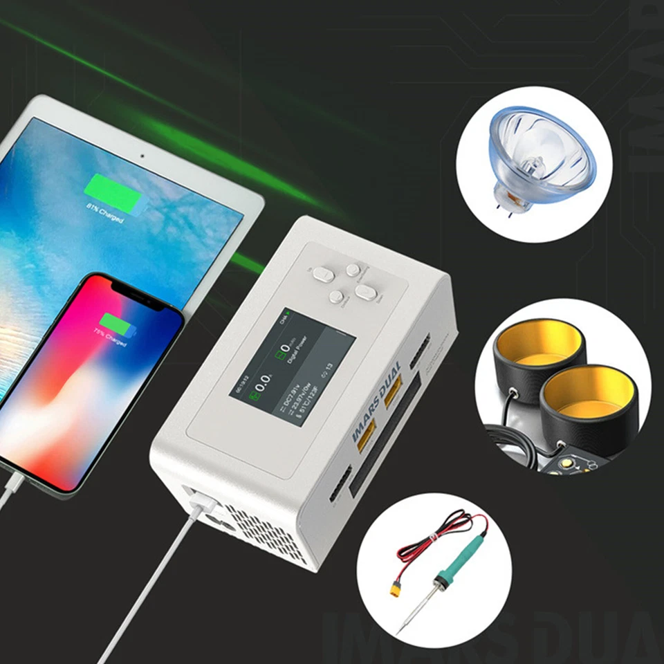 Imars Dual Channel AC200W/DC300W RC Lipo Battery Balance Charger White US Plug - Image 3 of 4