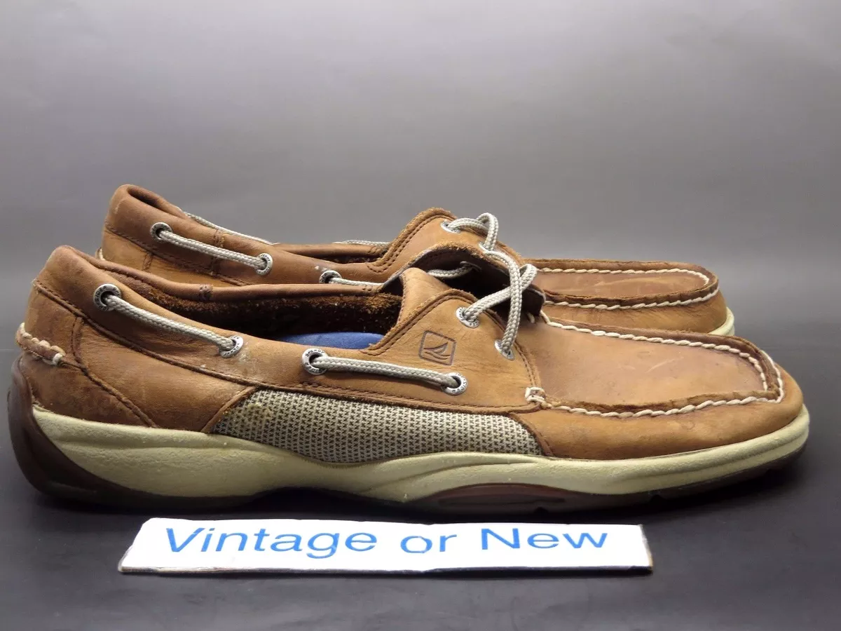 Men s Sperry Top Sider Intrepid 2 Eye Dark Tan Leather Boat Shoes