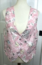Vintage Sostanza Women's Vest  Pink White Size Medium / Large