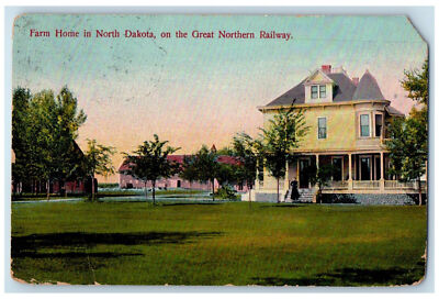 #ad 1910 Farm Home in North Dakota on the Great Northern Railway RPO Postcard $14.98
