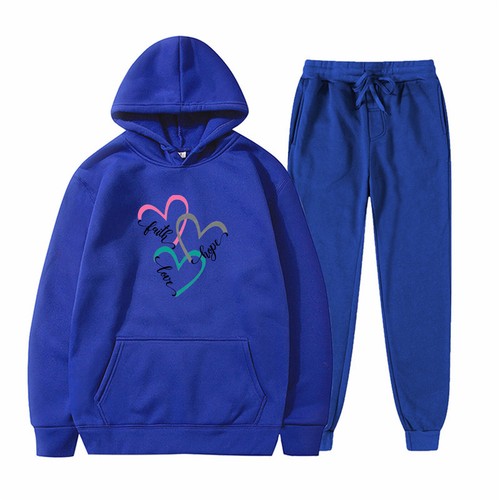 New Women's Solid-Color Printed Long-Sleeved Hoodie and Sweatpants 2-Piece Set - Picture 22 of 47