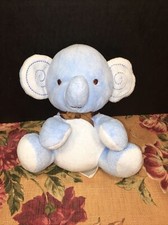 VGUC-6 Fisher Price Blue Elephant Plush Stuffed Animal Brown Bow
