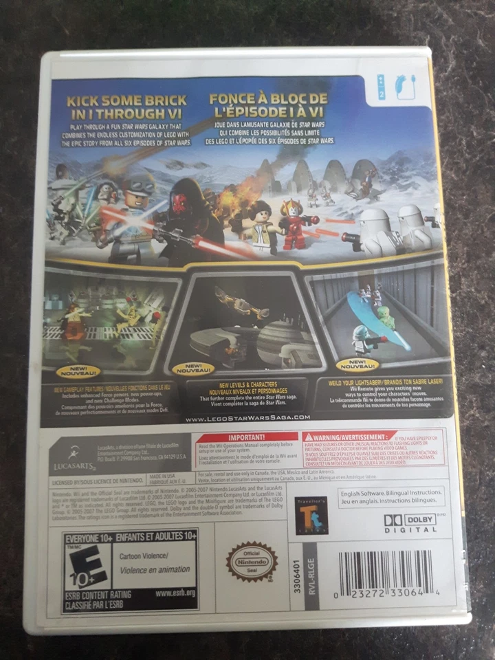 LEGO Star Wars The Complete Saga 2007 Nintendo Wii Game COMPLETE Good Condition - Image 2 of 2