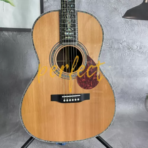 39 Inch OOO Type Acoustic Guitar Solid Spruce Top Abalone Inlay Bone Nut&Saddles