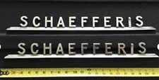 Schaeffer’s Oil Company corporate logo chrome excellent condition rare find