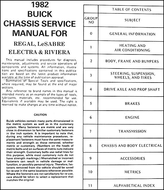 1982 Buick Shop Manual LeSabre Riviera Regal Electra Serviço de Reparo Original - Imagem 2 de 2