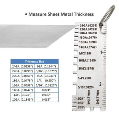 Metal Sheet Thickness Gauge 229895 Welding Gage Durable Plated