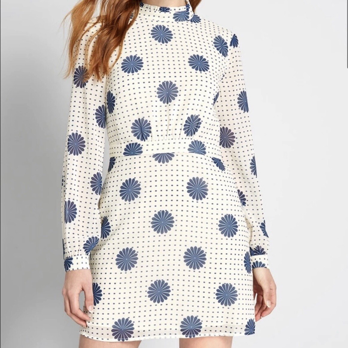 Modcloth Ivory Navy Floral Polka Dot Open Back Long Sleeve Mini Dress Sz 4 NEW | eBay Modcloth Ivory Navy Floral Polka Dot Open Back Long Sleeve Mini Dress Sz 4 NEW | eBay