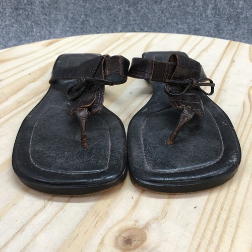 Lauren Ralph Lauren Sandals Womens 7 B Kiltie Slip On Thong Flats Brown Leather - Picture 7 of 17