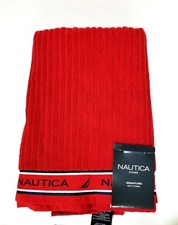 NEW NAUTICA RED NAVY BLUE,WHITE COTTON CLASSIC SIGNATURE BATH TOWEL