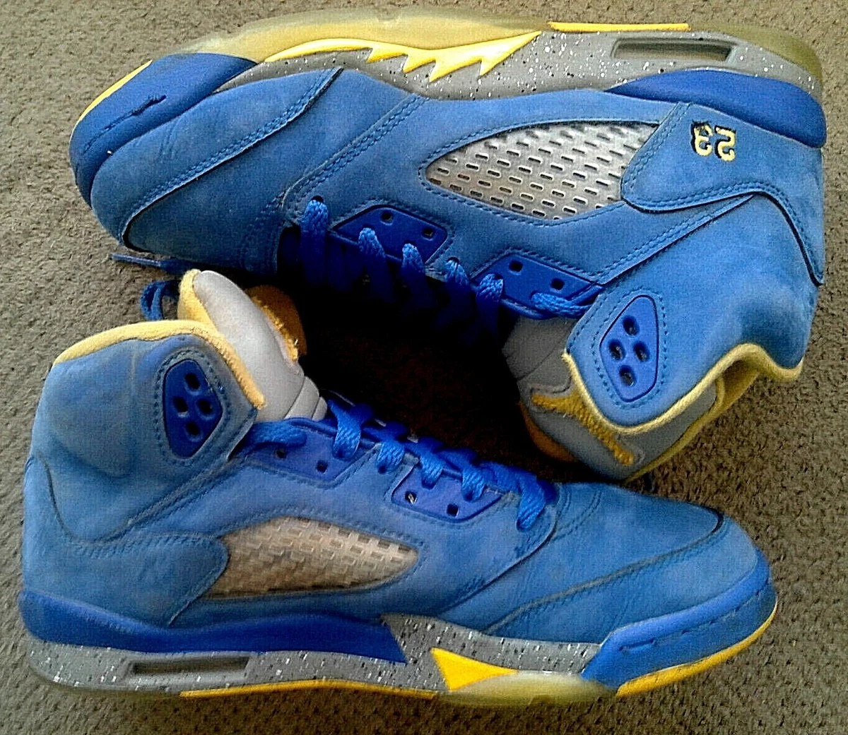 Jordan 5 blue and yellow 219 sale