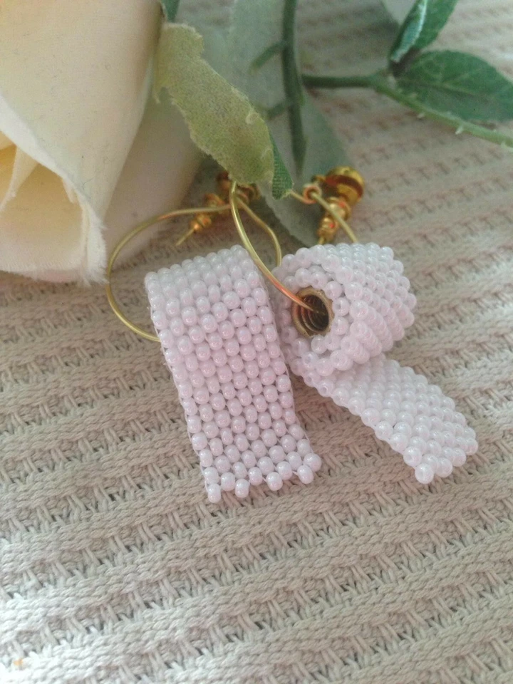 Klopapier Toilettenpapier Perlen Hamsterkäufe Ohrring Handmade Corona  - Bild 4 von 4
