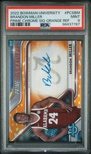 2022 Bowman University Chrome /25 BRANDON MILLER Prime RC auto Orange PSA 9