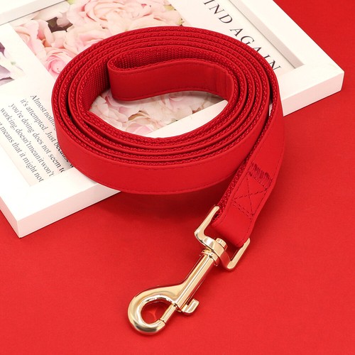 Personalized Dog Collar Nylon Leash Lead Soft Leather Fashion Pet Necklace S M L - Picture 47 of 70