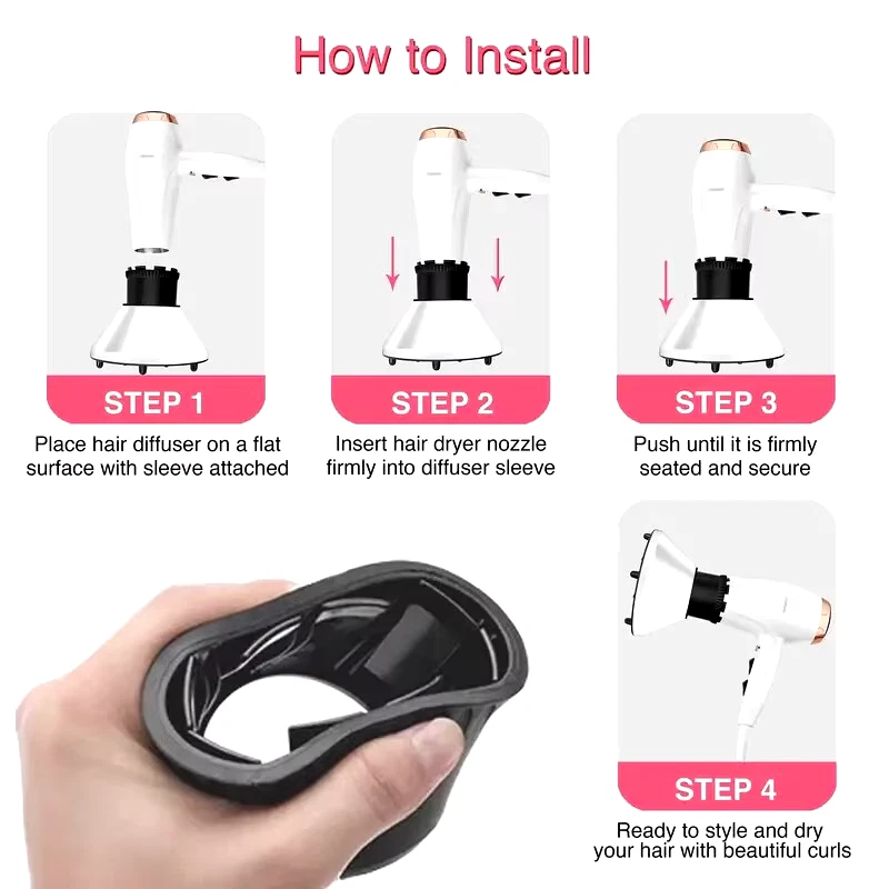 Universal Haartrockner Diffusor Luftdusche Fingerstyler Diffuser Haar Gebläseabd - Bild 2 von 4