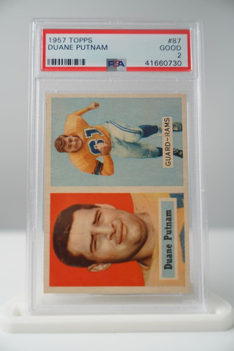 Vintage 1957 Topps Football Card #87 Duane Putnam PSA 2 GOOD
