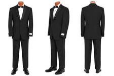 New Men's Devin Michaels Black Wool Tuxedo with Pleated Pants Tall 42XL 36W