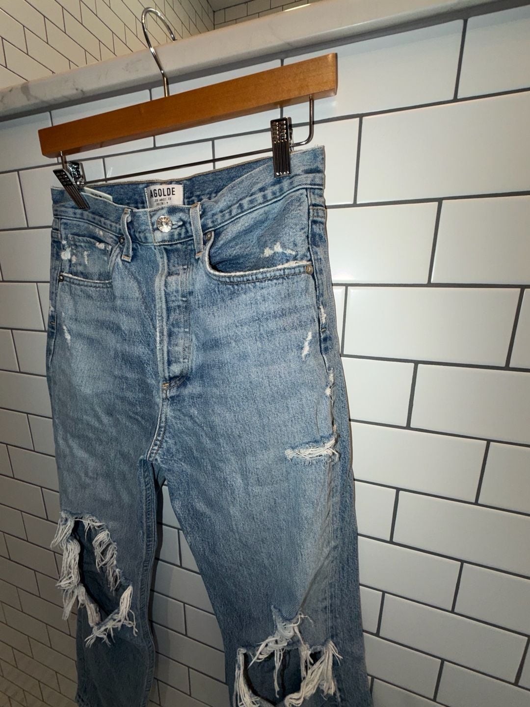 AGOLDE 90s Mid Rise Loose Fit Jeans 26 Fall Out Distressed A069C-811 $198, photo 7