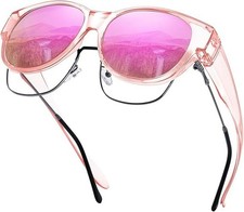 Fit over Glasses Polarized Sunglasses for Women  Men, Stylish Cat Eye Design Su