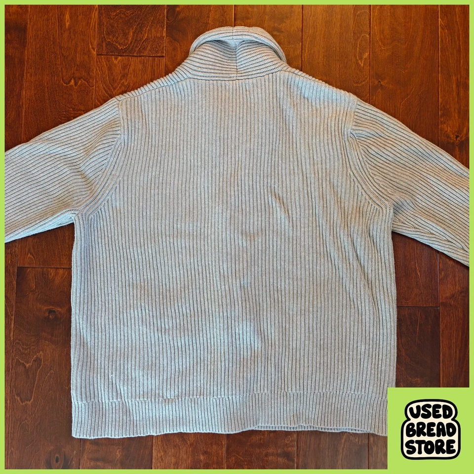 XXL Brooks Brothers Ribbed Shawl Collar Heavy Cardigan Sweater Mens Gray Warm - Image 4 of 4