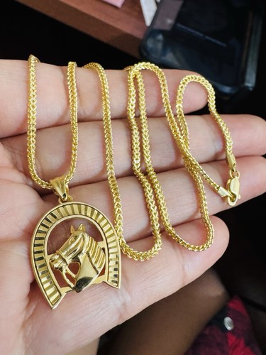 Pure 18K 750 Yellow Gold Horseshoe Set Necklace 19.5”/20” Inch Long 7.76g 2.2mm - Picture 23 of 24