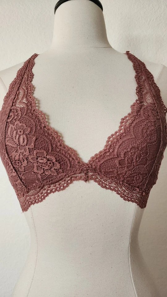 Bralette Urban Outfitters Nuevo Talla Pequeña Top Corto Rosa Malva Espalda Abierta Encaje Foto 3 de 4