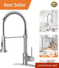 Kitchen Faucets, Brushed Nickel Kitchen Sink Faucet with Pull Down Sprayer Si...