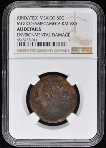 (Undated) Mexico Rev. 50C Centavos Mexico/Amecameca KM-686 NGC AU Details