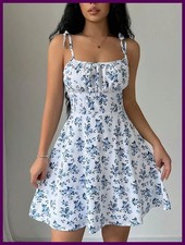 Women's Summer Floral Spaghetti Strap Beach Short Dress,Womens Dresses,Woman.