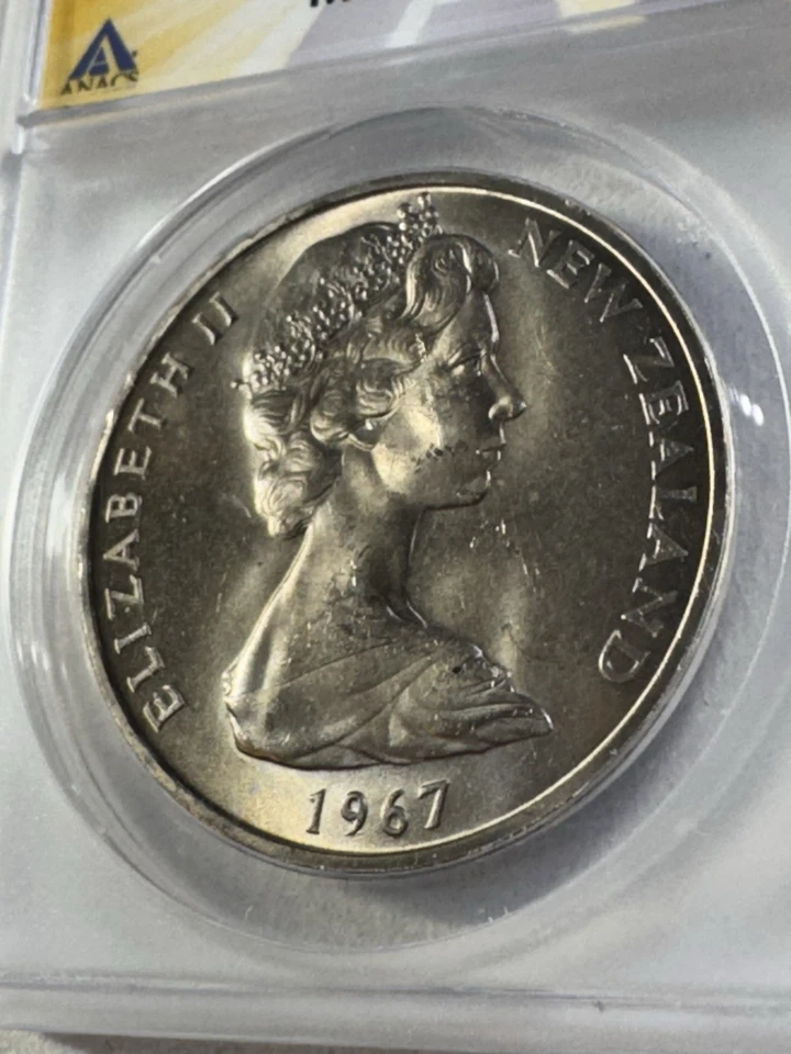 1967 New Zealand 1 Dollar Graded MS 66 by ANACS - Image 3 of 4