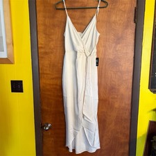 Express Satin Faux Wrap Tie Waist Hi-Lo Midi Dress Size S BNWT