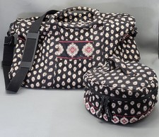 Retired Vera Bradley Classic Black Pattern 2006 Weekender Bag Cosmetic Case Set